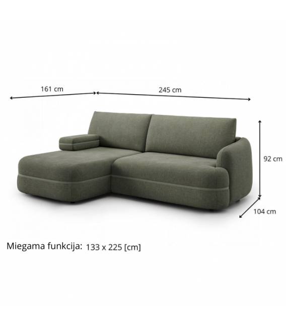Minkštas kampas LOSH 245x161 žalias