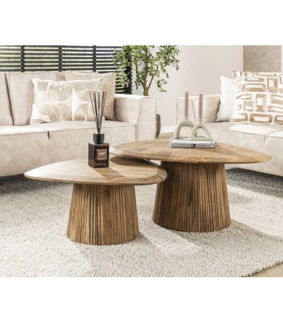 Kavos staliukų komplektas WAVE 72x93/68x76 rudas (2vnt.)