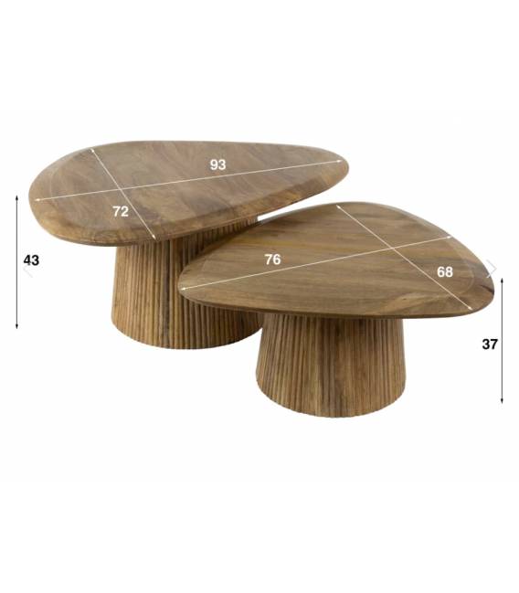 Kavos staliukų komplektas WAVE 72x93/68x76 rudas (2vnt.)