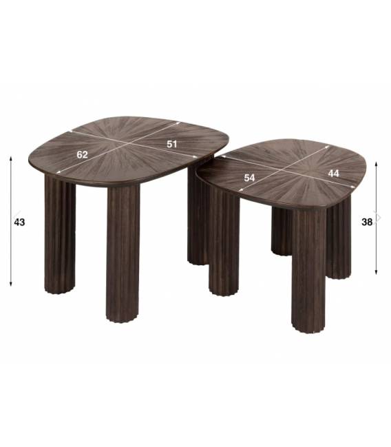 Kavos staliukų komplektas MAYA 51x62/44x54 rudas (2vnt.)