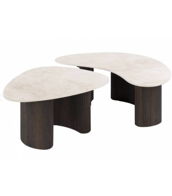 Kavos staliukų komplektas CERAMO 54x65/44x88 rudas/smėlio (2vnt.)