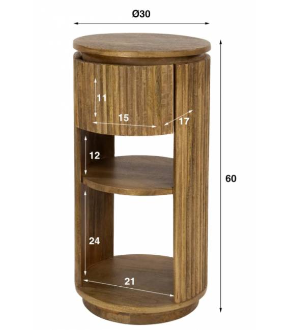 Naktinė spintelė WAVE Ø30x60h ruda