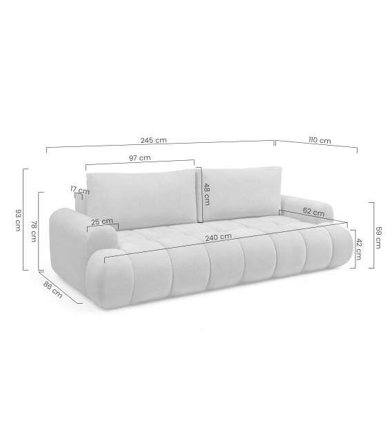 Sofa-lova LURIO 245x110 rusva