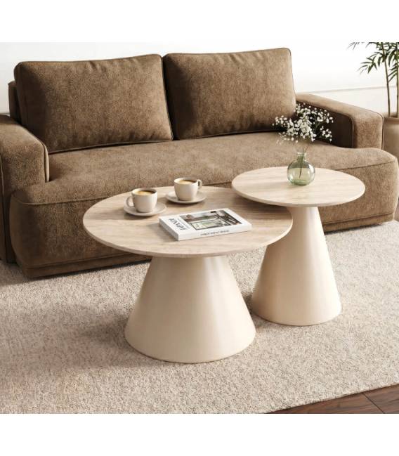Kavos staliukų komplektas PONTI Ø50/Ø70 beige