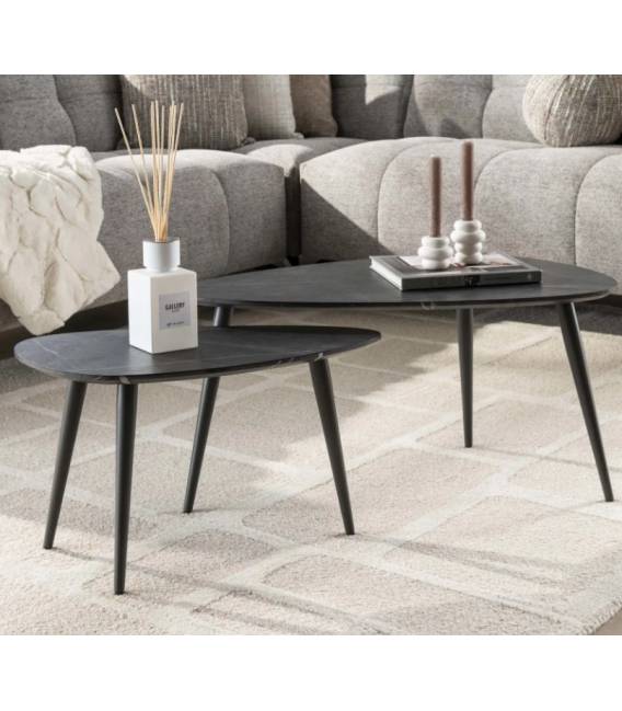 Kavos staliukų komplektas ONYX 60x33/80x44 juodas (2vnt.)