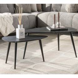 Kavos staliukų komplektas ONYX 60x33/80x44 juodas (2vnt.)