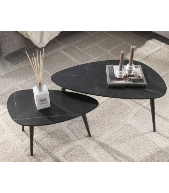 Kavos staliukų komplektas ONYX 60x33/80x44 juodas (2vnt.)