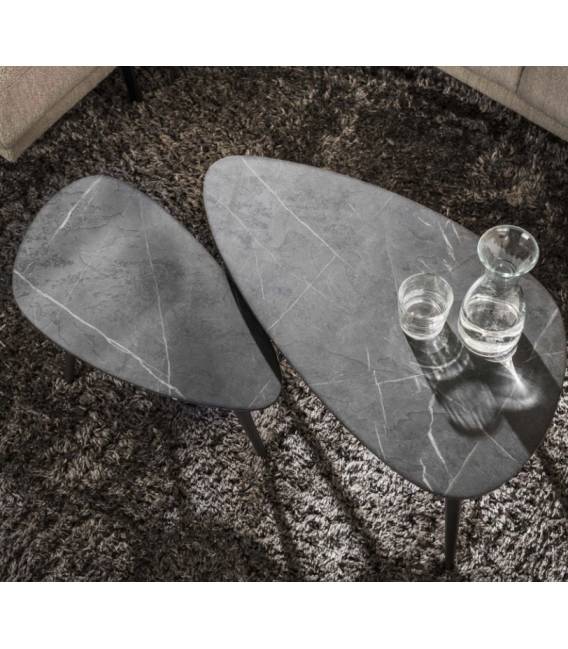 Kavos staliukų komplektas ONYX 60x33/80x44 juodas (2vnt.)
