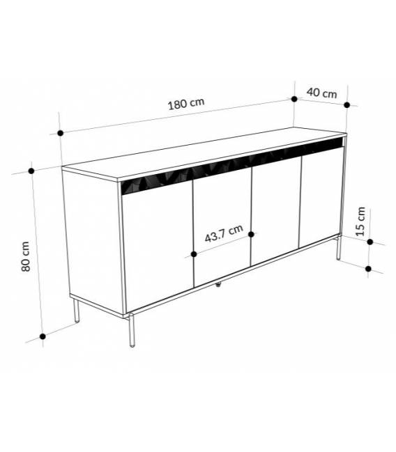 Komoda MOTT 180x44 kreminė
