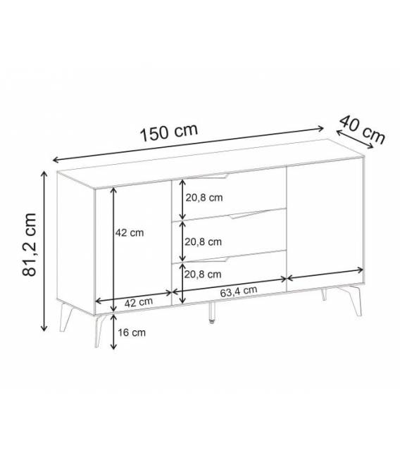 Komoda JADEN 150x40 balta