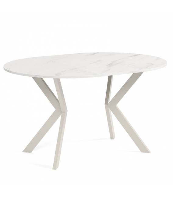 Išskleidžiamas stalas FONTE Ø90(128) bianco marble