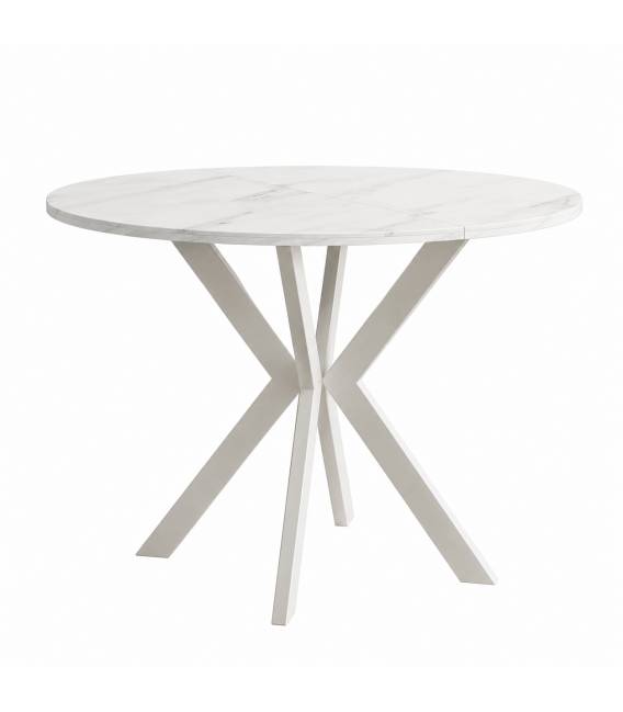 Išskleidžiamas stalas FONTE Ø90(128) bianco marble