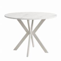 Išskleidžiamas stalas FONTE Ø90(128) bianco marble