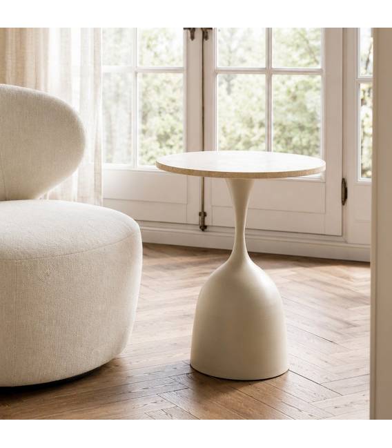 Šoninis staliukas MARBLE Ø50 baltas