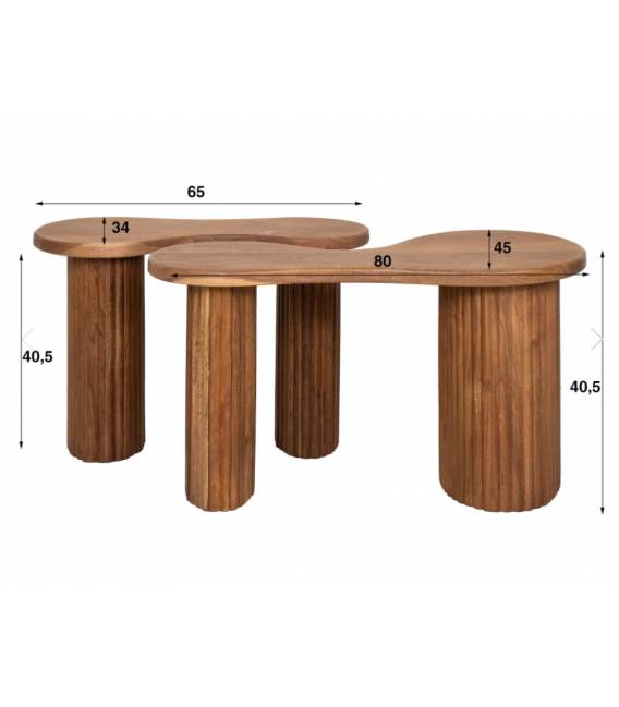 Kavos staliukų komplektas FUSE 34x65/45x80 rudas (2vnt.)