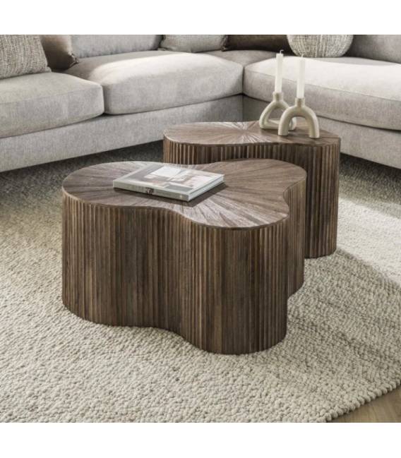 Kavos staliukų komplektas MAYA 66x77/37x62 rudas (2vnt.)