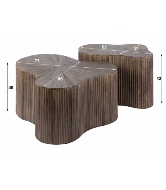 Kavos staliukų komplektas MAYA 66x77/37x62 rudas (2vnt.)