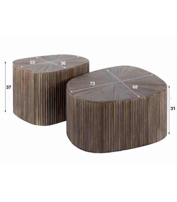 Kavos staliukų komplektas MAYA 53x36/73x68 rudas (2vnt.)