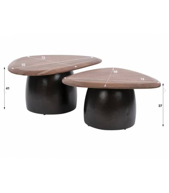 Kavos staliukų komplektas MELTA 72x92/68x74 rudas/juodas (2vnt.)