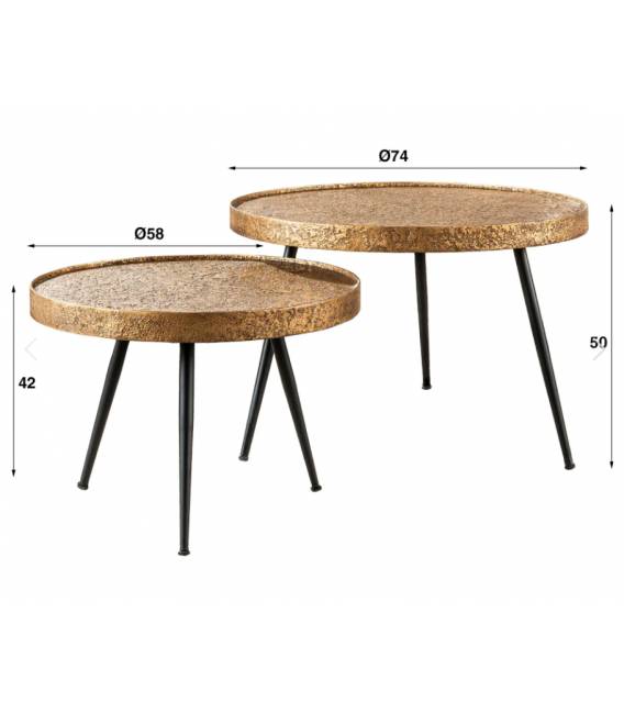 Kavos staliukų komplektas METALLIC Ø58/Ø74 bronzinis (2vnt.)