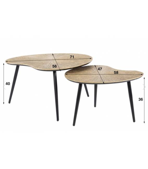 Kavos staliukų komplektas RAY 56x71/47x58 rudas (2vnt.)