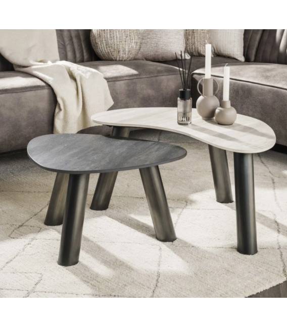 Kavos staliukų komplektas TWIN 54x65/44x88 juodas/pilkas (2vnt.)