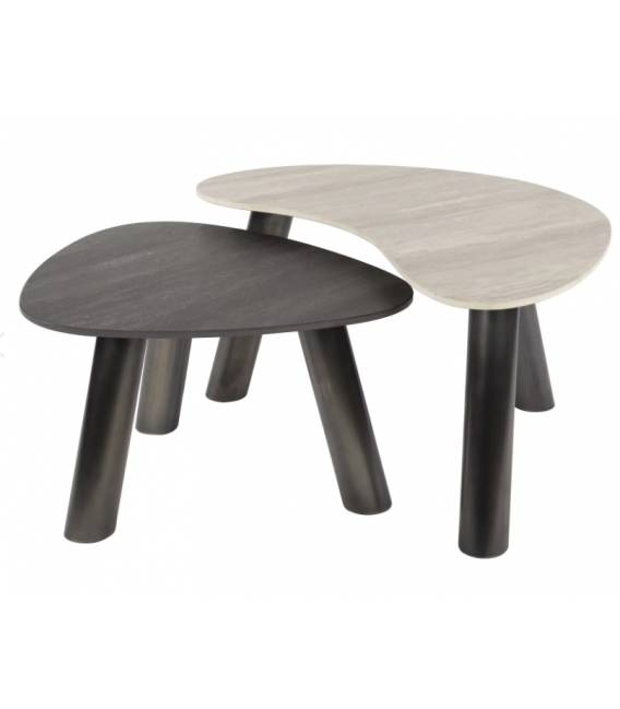 Kavos staliukų komplektas TWIN 54x65/44x88 juodas/pilkas (2vnt.)