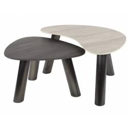 Kavos staliukų komplektas TWIN 54x65/44x88 juodas/pilkas (2vnt.)