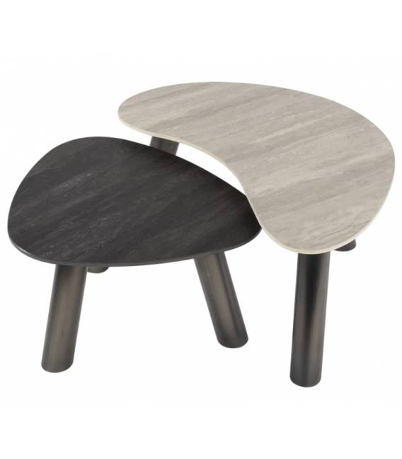 Kavos staliukų komplektas TWIN 54x65/44x88 juodas/pilkas (2vnt.)