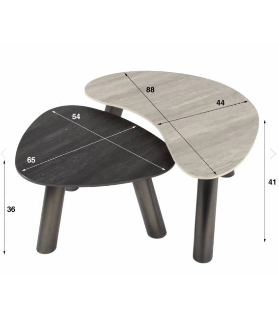 Kavos staliukų komplektas TWIN 54x65/44x88 juodas/pilkas (2vnt.)