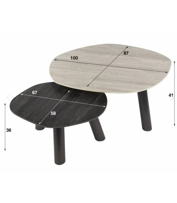 Kavos staliukų komplektas TWIN 58x67/87x100pilkas (2vnt.)