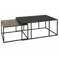 Kavos staliukų komplektas 55x55/60x90 juodas/rudas (2vnt.)