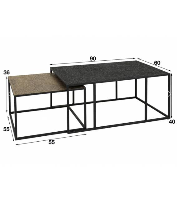 Kavos staliukų komplektas 55x55/60x90 juodas/rudas (2vnt.)