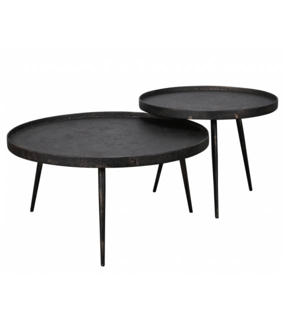 Kavos staliukų komplektas METALLIC Ø58/Ø76 pilkas/rudas (2vnt.)