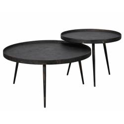 Kavos staliukų komplektas METALLIC Ø58/Ø76 pilkas/rudas (2vnt.)