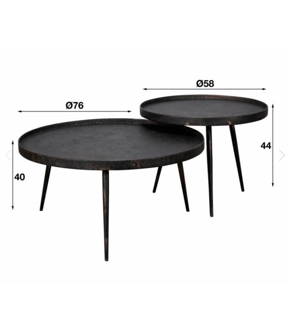 Kavos staliukų komplektas METALLIC Ø58/Ø76 pilkas/rudas (2vnt.)