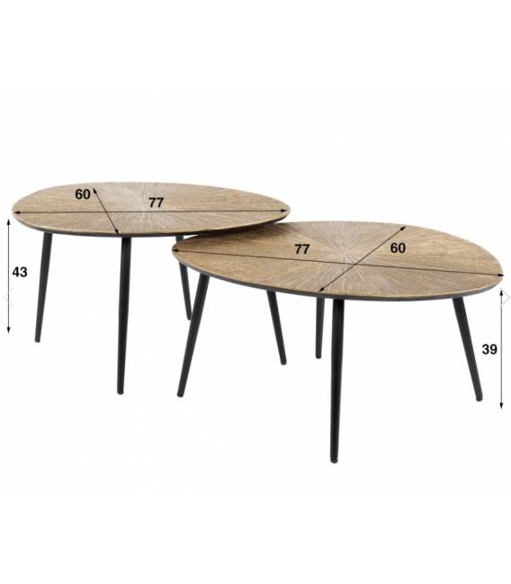 Kavos staliukų komplektas RAY 60x77 rudas (2vnt.)
