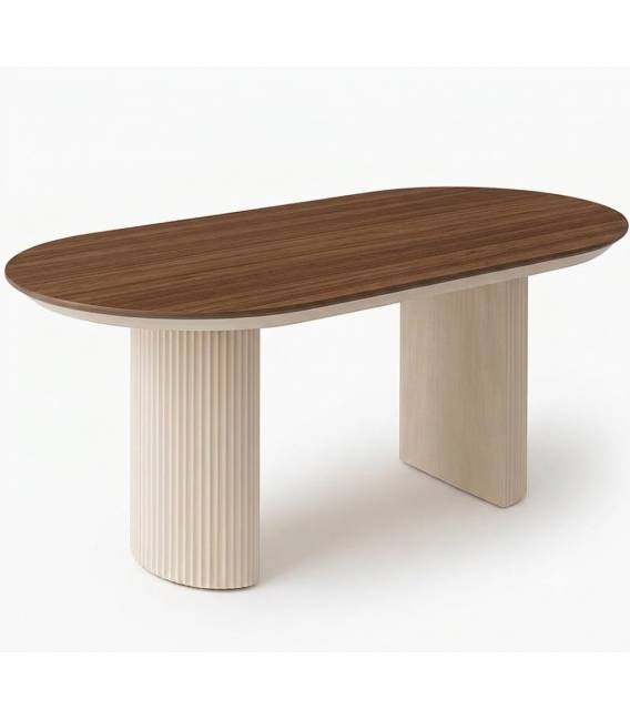 Išskleidžiamas stalas TEMPO 160(200) x103 american walnut/ kreminė koja