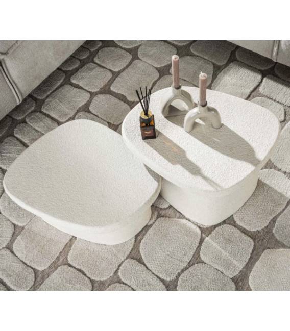 Kavos staliukų komplektas STONE 44x57 baltas (2vnt.)