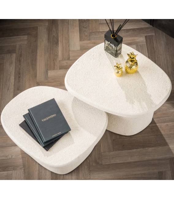 Kavos staliukų komplektas STONE 44x57 baltas (2vnt.)