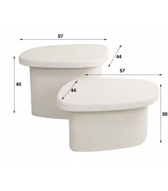 Kavos staliukų komplektas STONE 44x57 baltas (2vnt.)