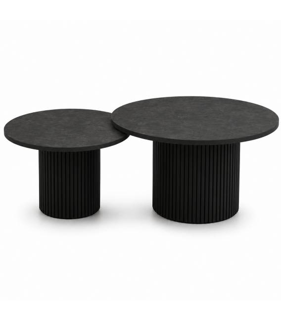 Kavos staliukų komplektas TARIFFA Ø70/Ø55 black beton/ black (2 vnt.)