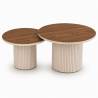 Kavos staliukų komplektas TARIFFA Ø70/Ø55 american walnut/ cream (2 vnt.)