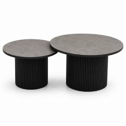 Kavos staliukų komplektas TARIFFA Ø70/Ø55 retro gumus/ black (2 vnt.)