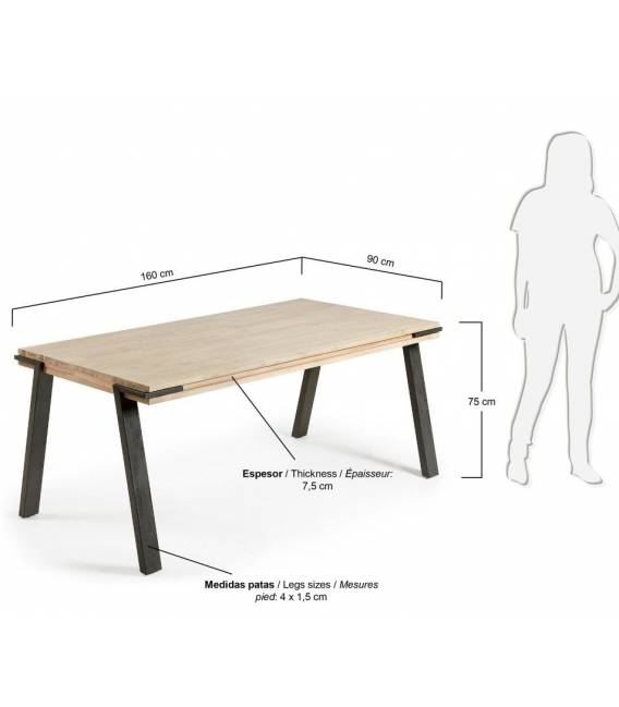 Stalas DISSET 160x90 šviesiai rudas