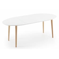 Ovalus išskleidžiamas stalas OAKLAND 120(200)x90 baltas