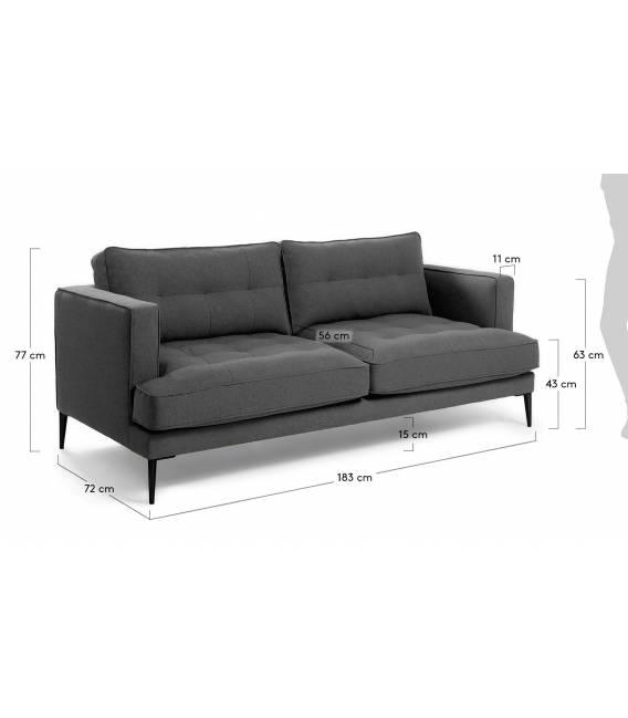 Dvivietė sofa VINNY tamsiai pilka