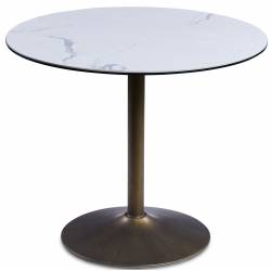 Apvalus stalas BARI Ø90 baltas su pilku/bronzinė koja