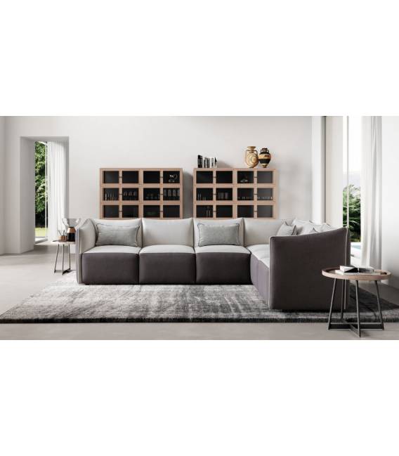 Minkštas kampas KUBIK 204x213 baltas/rudas