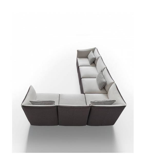 Minkštas kampas KUBIK 204x213 baltas/rudas